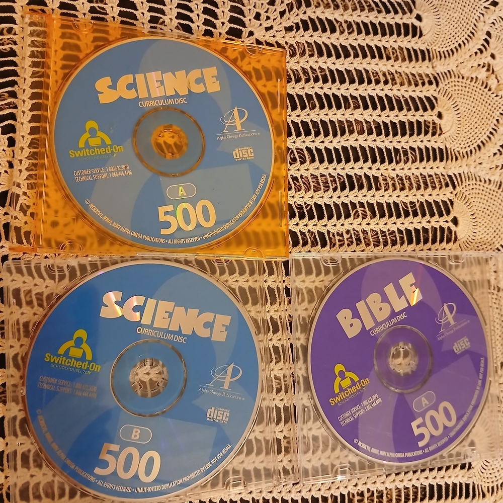 Science and Bible Curriculum Disc Set - Blue, Purple